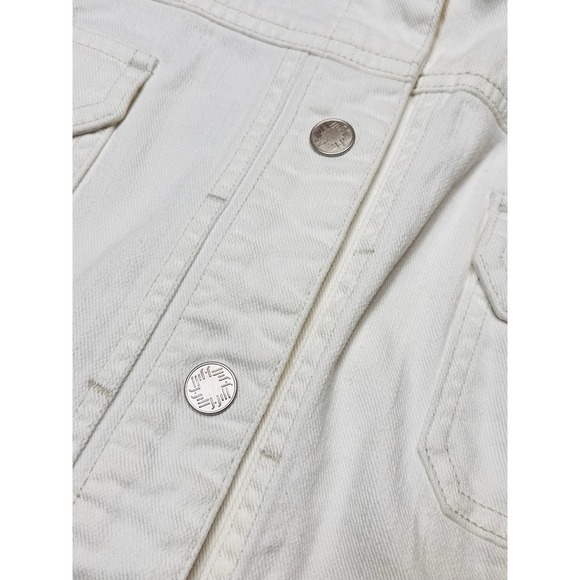 J.Jill Stretch Denim Jacket Womens Large Ivory Cream Button Front Pockets Casual - Picture 3 of 8